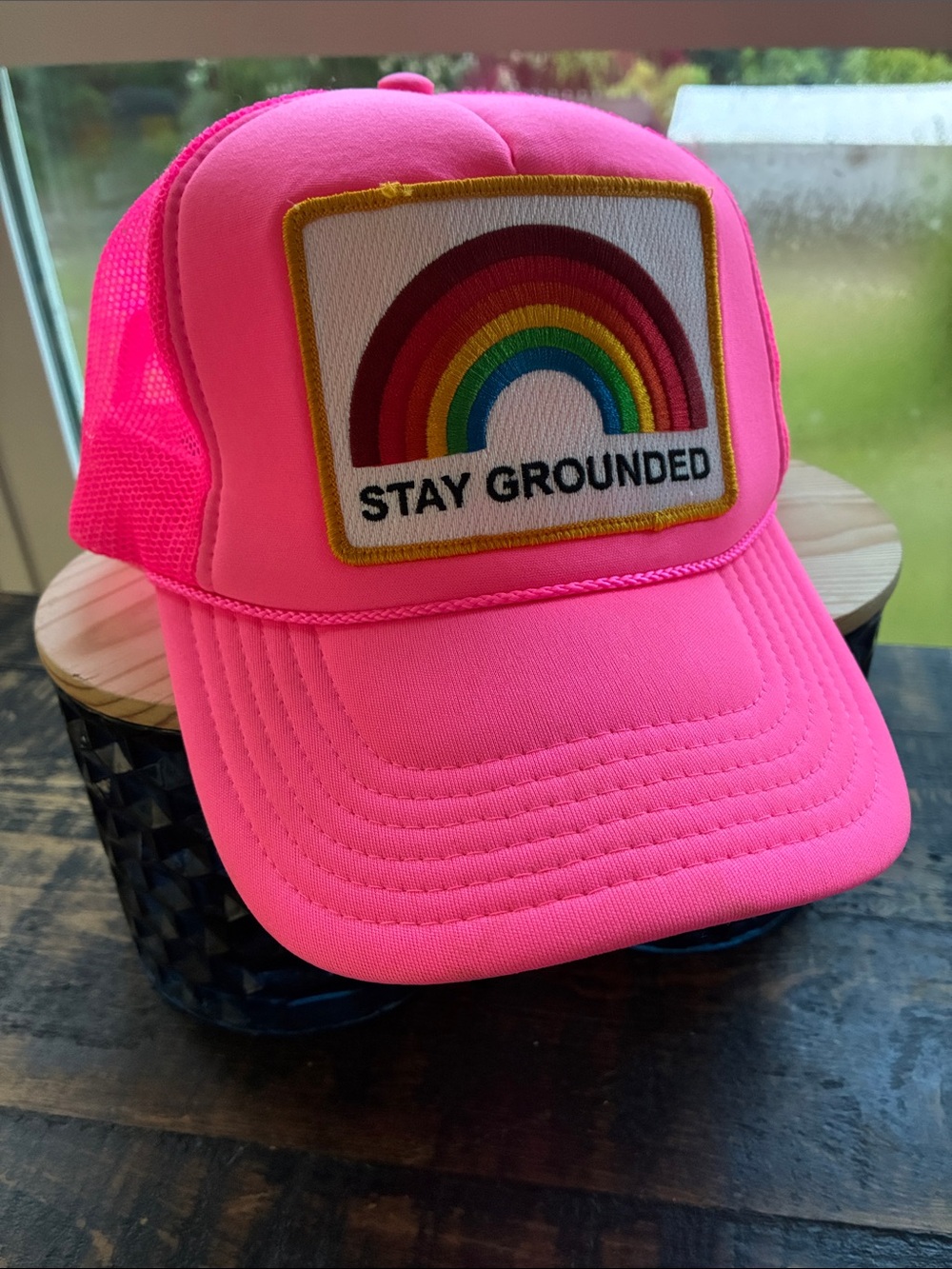 Stay Grounded Neon Pink Trucker Hat Aviator Nation